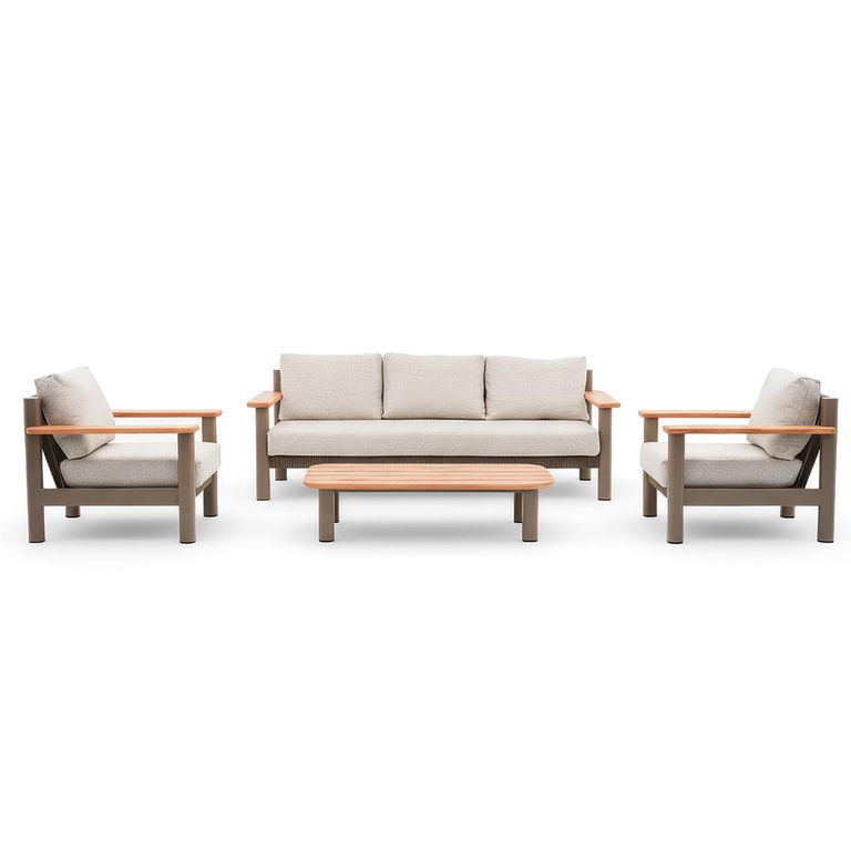 Sicily Garden Sofa Set - 3 Seater - with Coffee Table - Cafe Latte