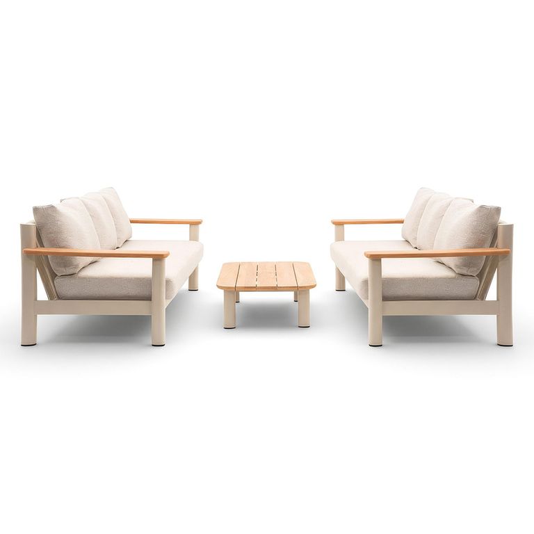 Sicily Garden Sofa Set - 6 Seater Sofas - Latte