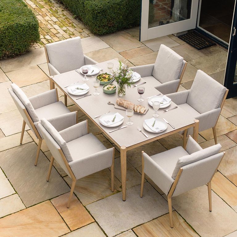 Burford Garden Dining Set - 6 Seater - 180cm - Ceramic Top - Almond