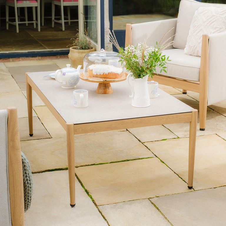 Burford Large Corner Sofa Set - Coffee Table - Ceramic Top - Almond