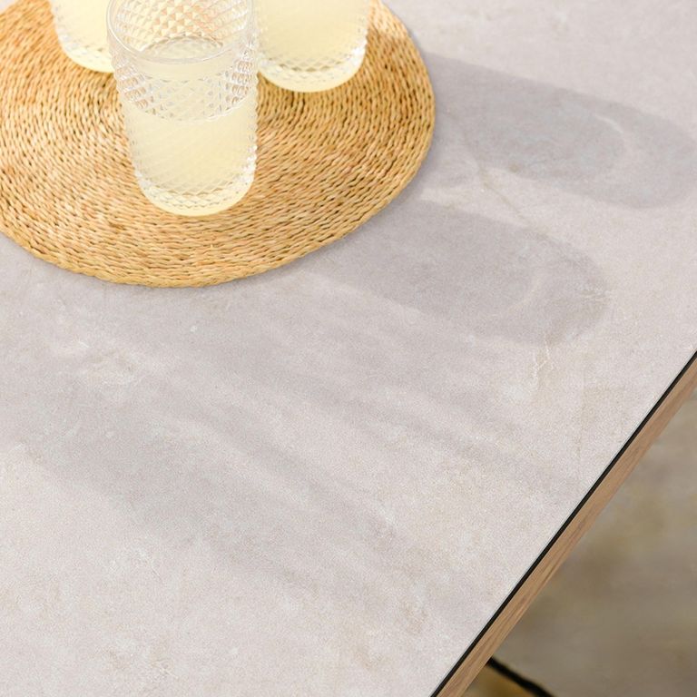 Burford Small Corner Garden Sofa Set - Coffee Table - Ceramic Top - Almond