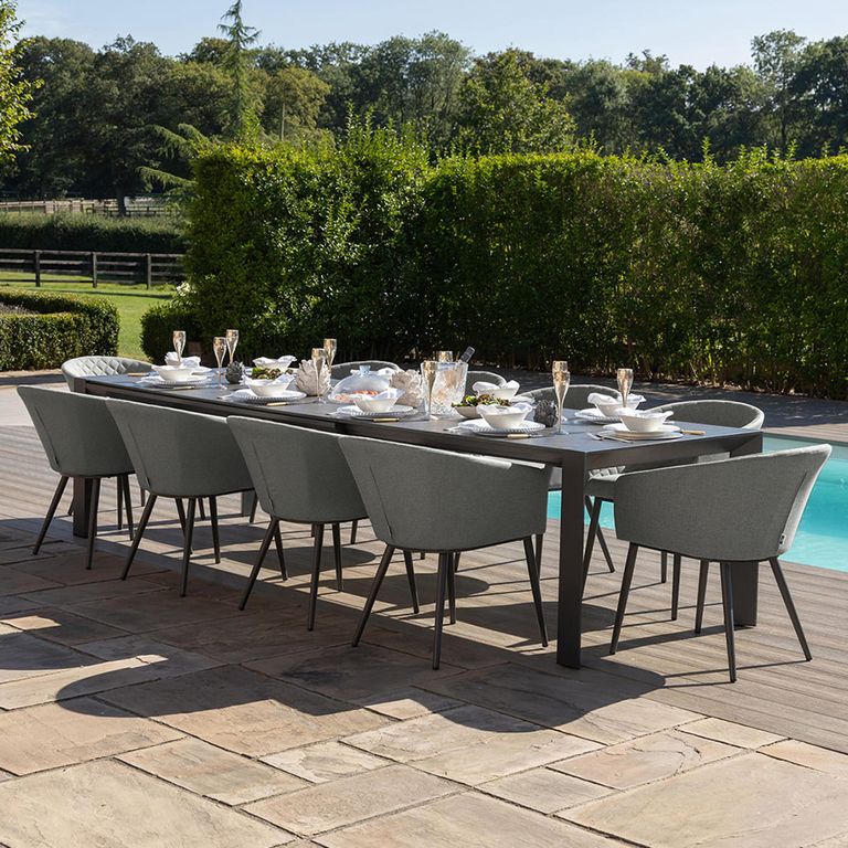 Ambition Garden Extending Dining Set - 10 Seater - Ceramic Top - Zinc Grey