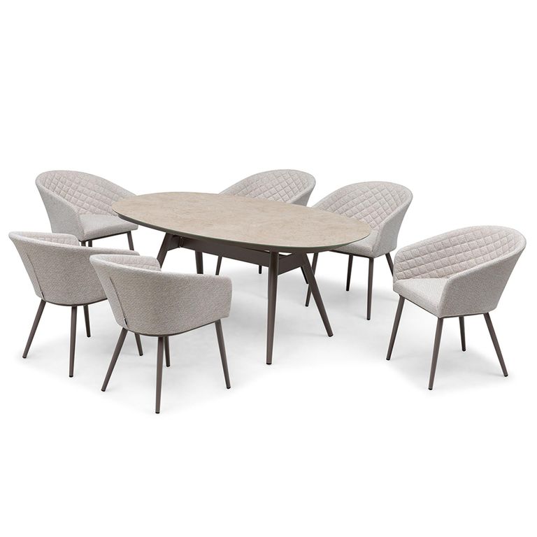 Ambition Oval Garden Dining Set - 6 Seater - 180cm - Ceramic Top - Latte