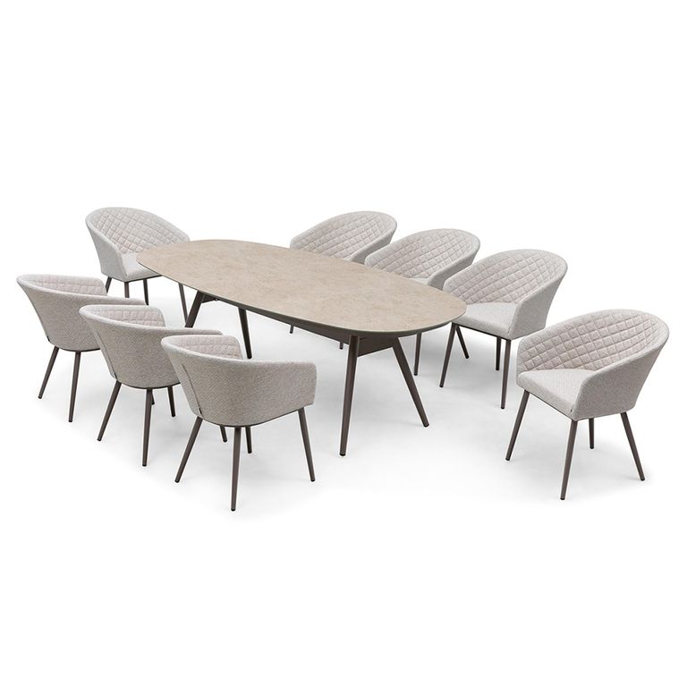 Ambition Oval Garden Dining Set - 8 Seater - 230cm - Ceramic Top - Latte