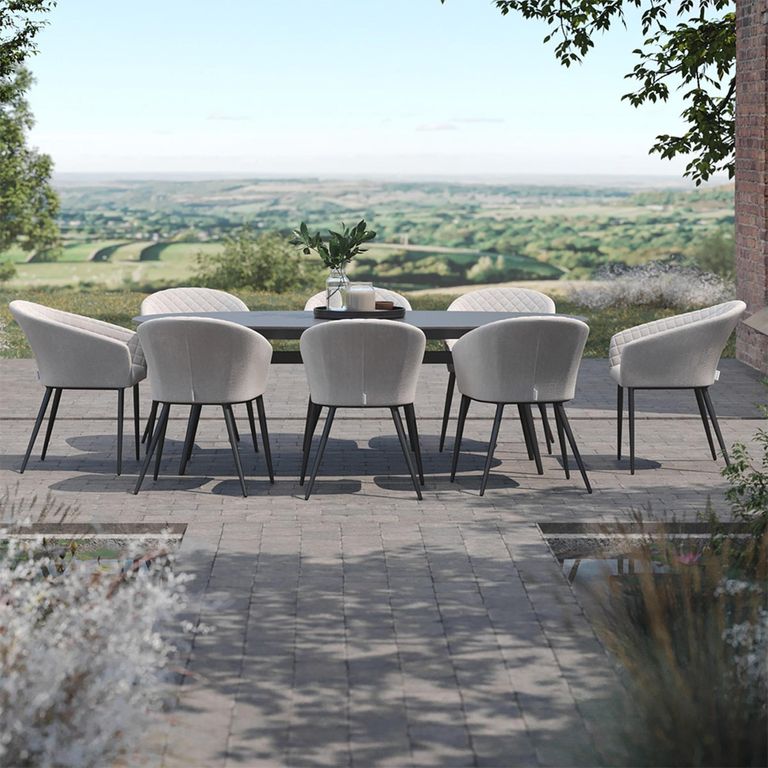Ambition Oval Garden Dining Set - 8 Seater - 230cm - Ceramic Top - Oatmeal