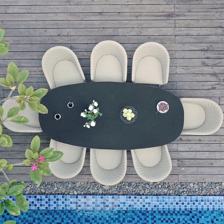 Ambition Oval Garden Dining Set - 8 Seater - 230cm - Ceramic Top - Oatmeal