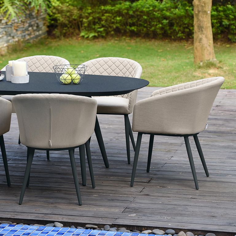 Ambition Oval Garden Dining Set - 8 Seater - 230cm - Ceramic Top - Oatmeal