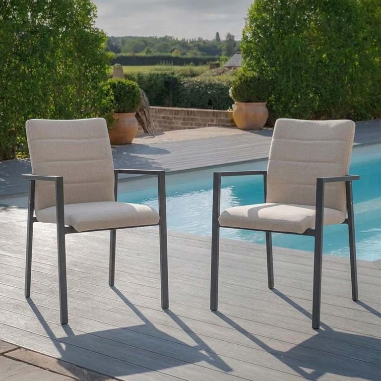 Ibiza Garden Dining Armchair - Set of 2 - Oatmeal Fabric