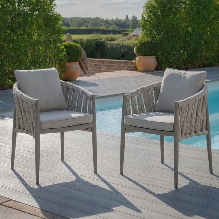 Milan Garden Dining Armchair - Set of 2 - Cool Linen
