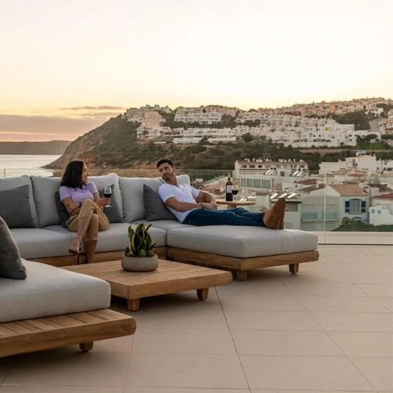 Sorrento Garden Ottoman Footstool - Teak Wood