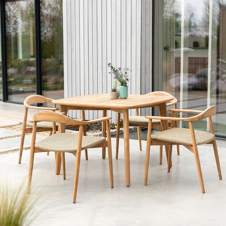 Dana Garden Dining Armchair - Set of 2 - Teak Wood and Rope