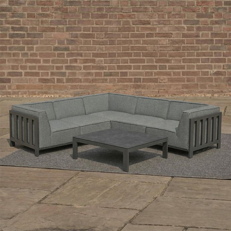 Ibiza Small Corner Garden Sofa Set - Coffee Table - Ceramic Top - Zinc Grey
