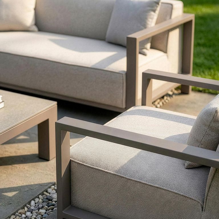 Ibiza Garden Sofa Set - 3 Seater - Coffee Table - Ceramic Top - Latte