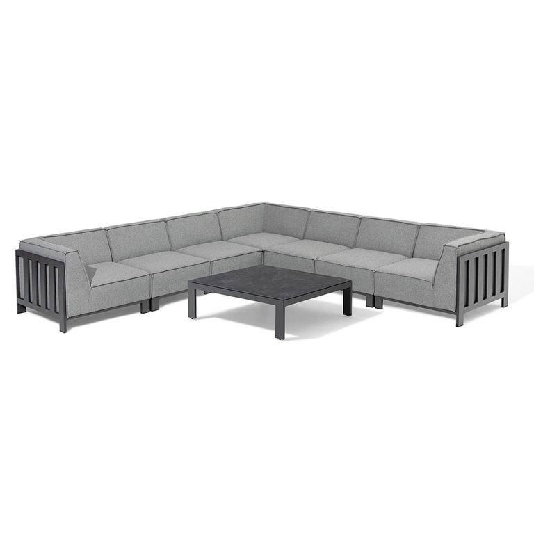 Ibiza Large Corner Garden Sofa Set - Coffee Table - Ceramic Top - Zinc Grey