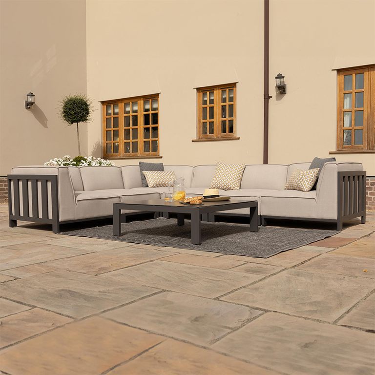 Ibiza Medium Corner Garden Sofa Set - Coffee Table - Ceramic Top - Oatmeal