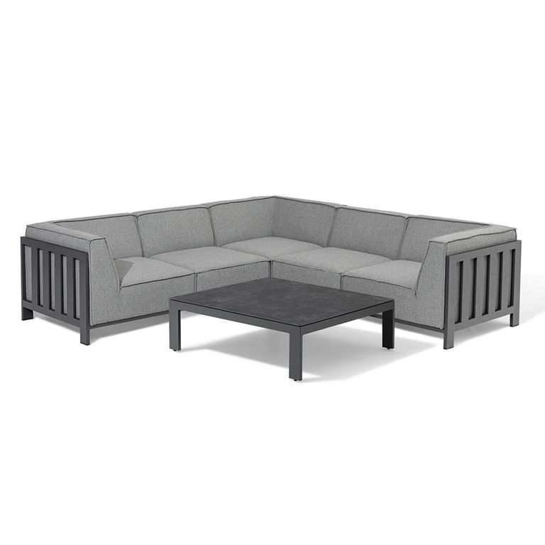 Ibiza Small Corner Garden Sofa Set - Coffee Table - Ceramic Top - Zinc Grey