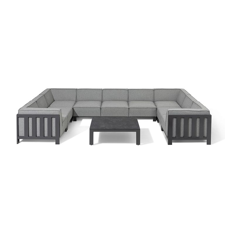 Ibiza U Shape Garden Sofa Set - Coffee Table - Ceramic Top - Zinc Grey