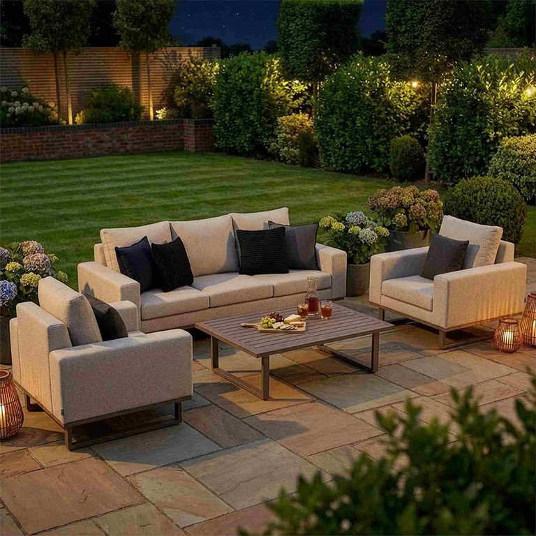 Ethos Garden Sofa Set - 3 Seater - Coffee Table - Latte