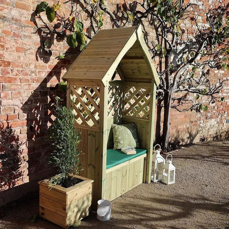 Daisy Garden Arbour - 2 Seater - Trellis Storage - Redwood