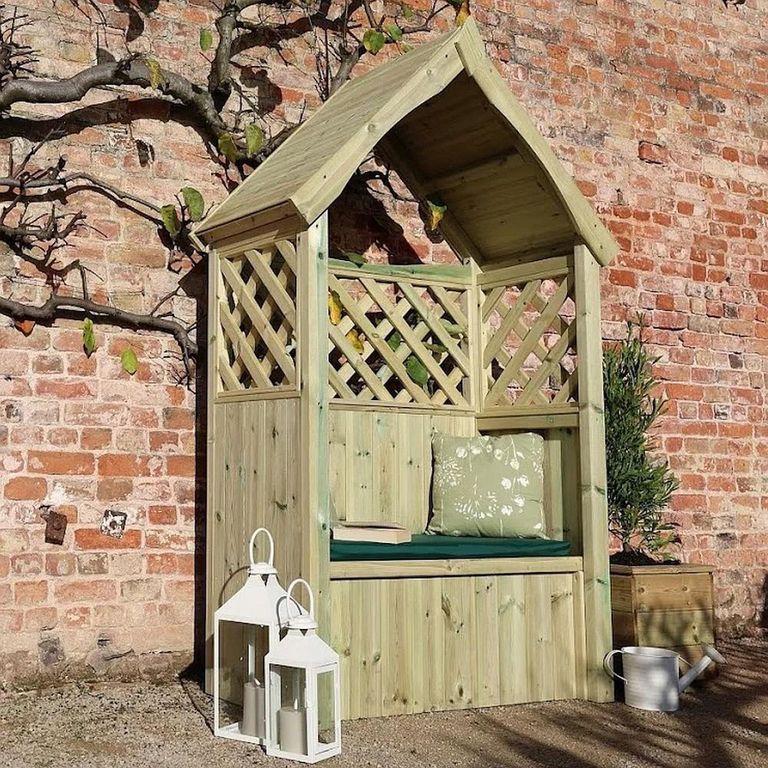 Daisy Garden Arbour - 2 Seater - Trellis Storage - Redwood