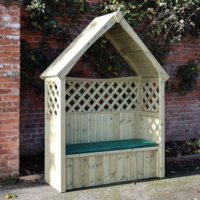 Daisy Garden Arbour - 3 Seater - Trellis Storage - Redwood