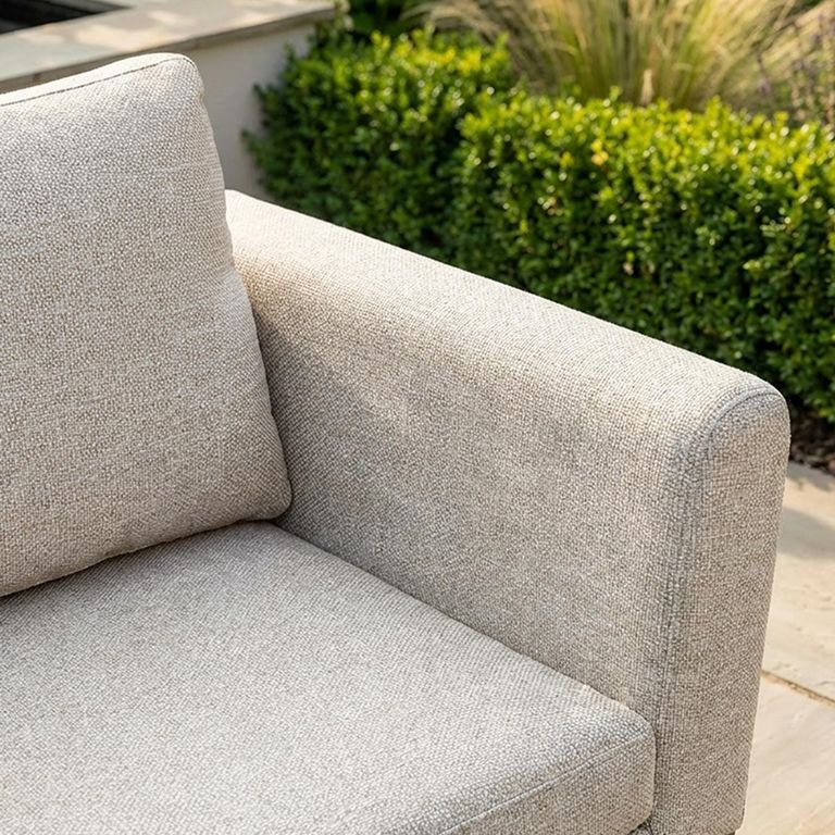 Pulse Deluxe Square Corner Garden Dining Set - Rising Table - Ceramic Top - Latte