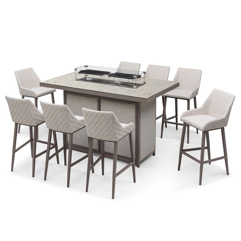 Regal Garden Fire Pit Bar Set - 8 Seater - Latte