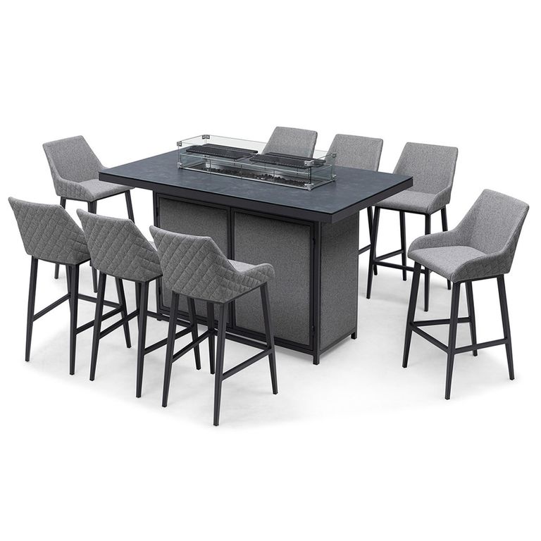 Regal Garden Fire Pit Bar Set - 8 Seater - Zinc Grey