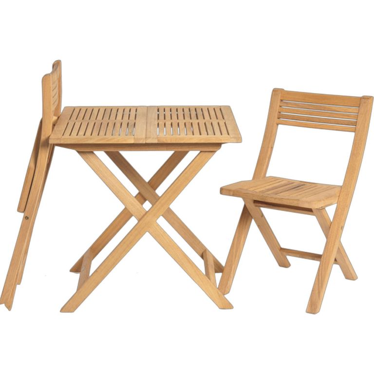 Roble Wood 2 Seater Folding Square Garden Tea Set