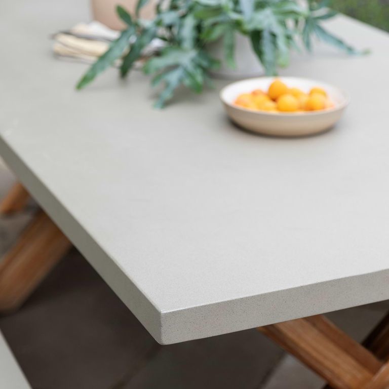 Burford Outdoor Table and Bench Set Small in Grey Faux Concreate