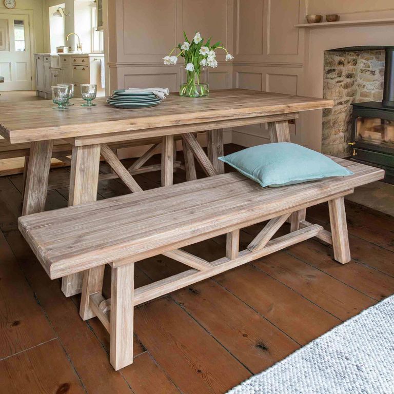 Chilford Outdoor Solid Wood Table and Bench Set Small