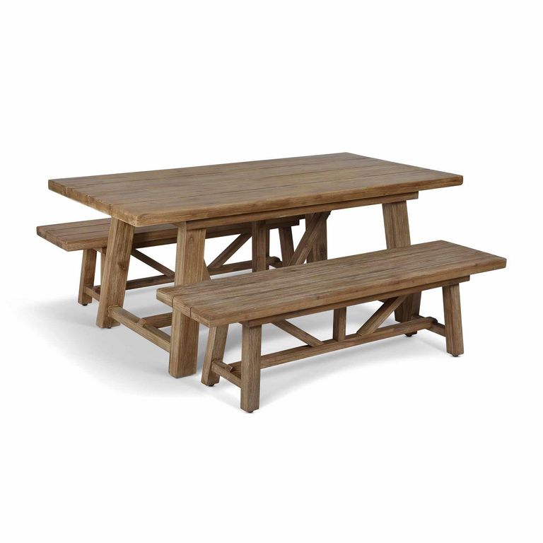 Chilford Outdoor Solid Wood Table and Bench Set Small
