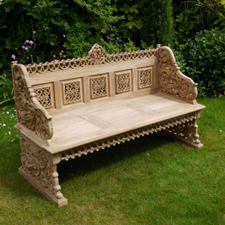 Garden Bench - Carved - Teak Wood