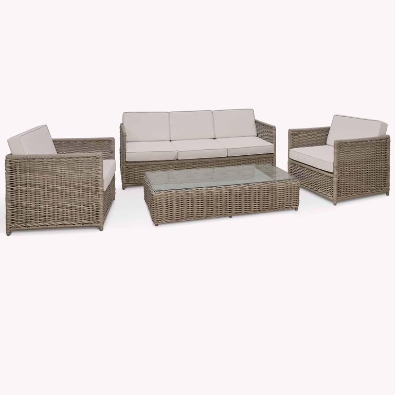Harting Outdoor 3 Seater Sofa Set Light Rattan