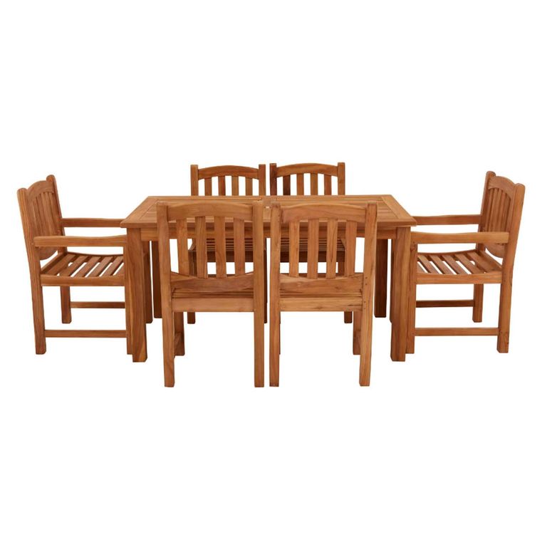 Marbrook Outdoor Teak Table 150cm x 90cm and 6 Grisdale Chairs