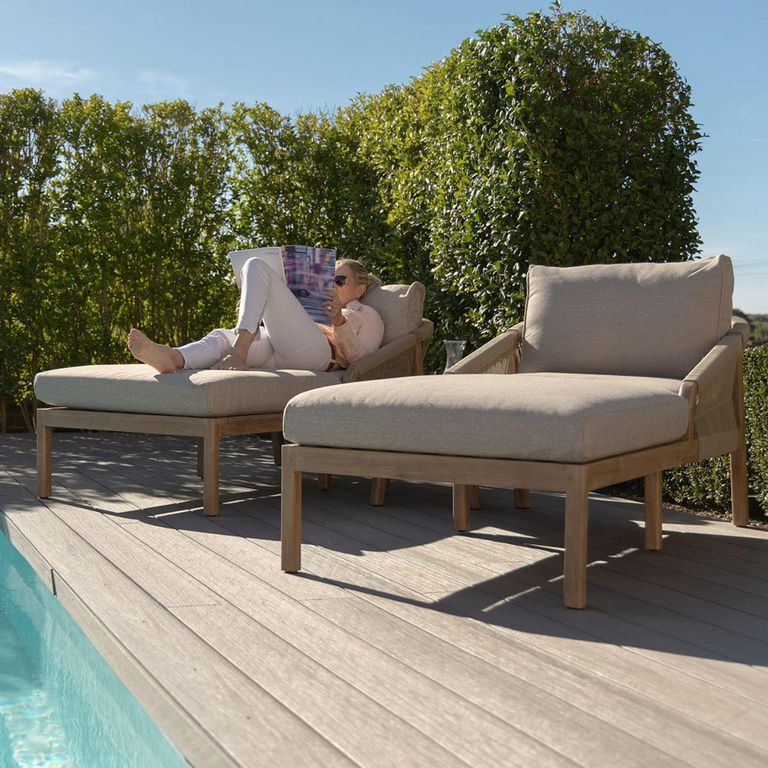 Martinique Garden Double Sunlounger Set - Light Brown