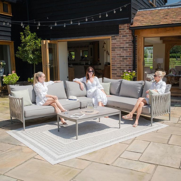 Milan Large Corner Garden Sofa Set - Cool Linen