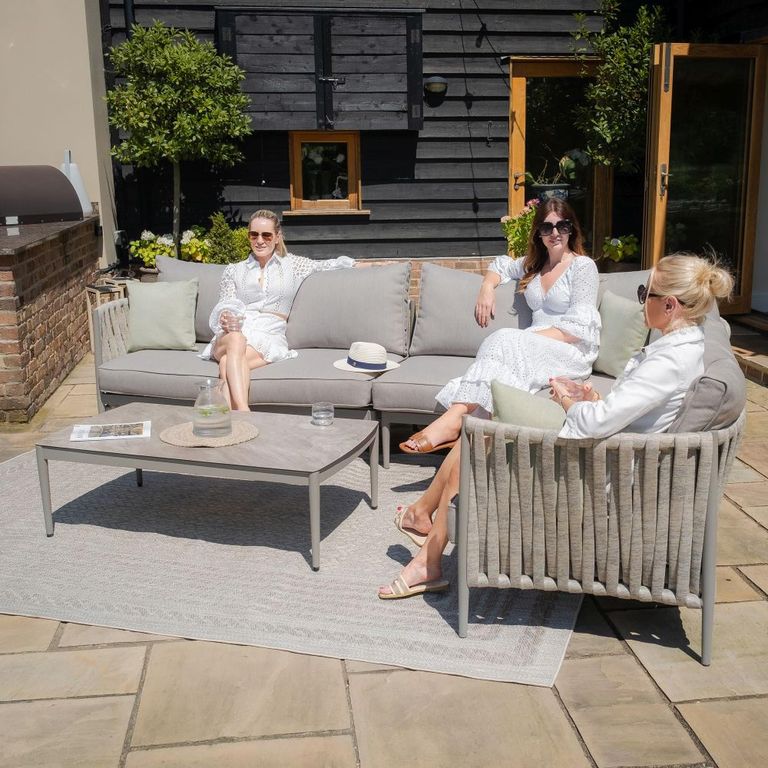 Milan Large Corner Garden Sofa Set - Cool Linen