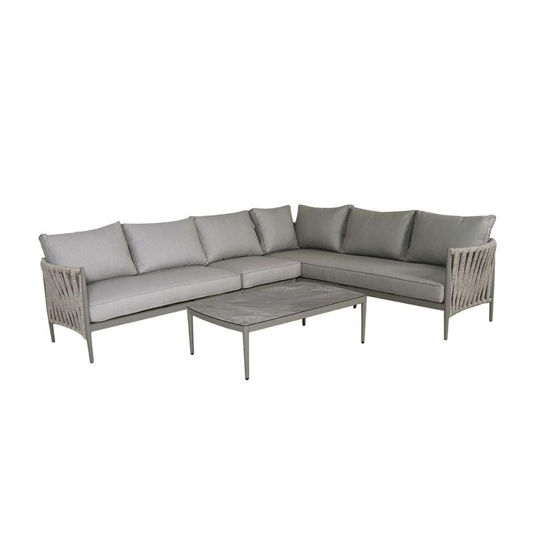 Milan Large Corner Garden Sofa Set - Cool Linen