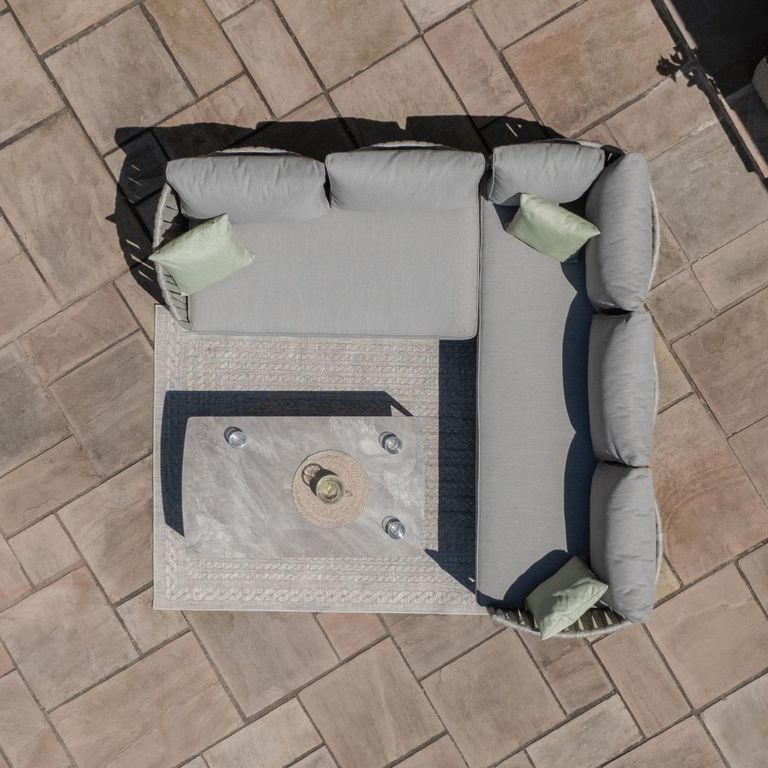 Milan Small Corner Garden Sofa Set - Cool Linen