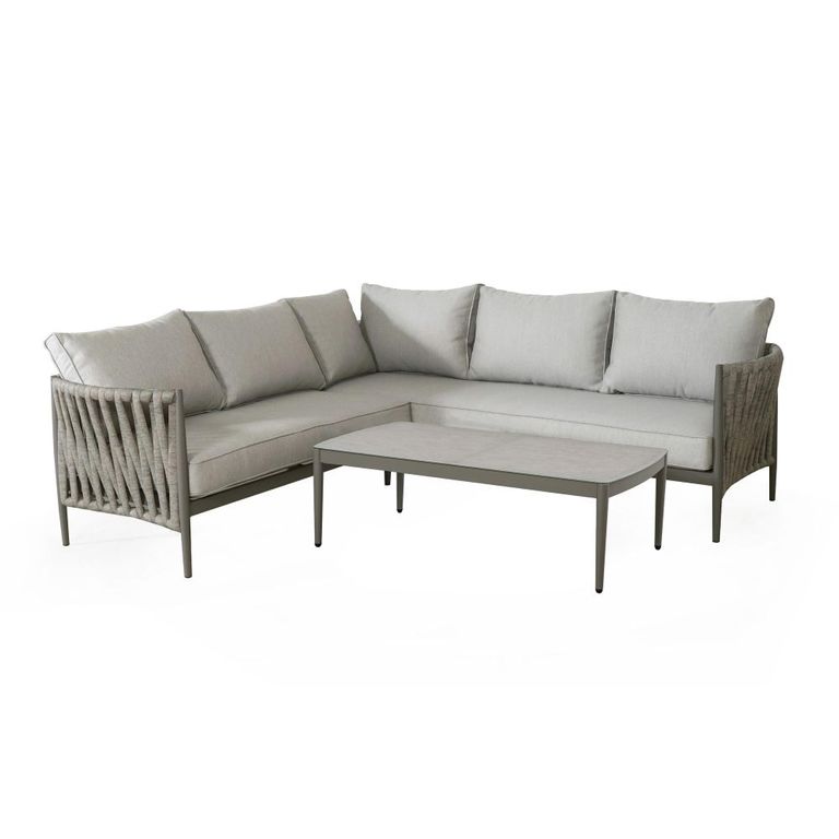 Milan Small Corner Garden Sofa Set - Cool Linen