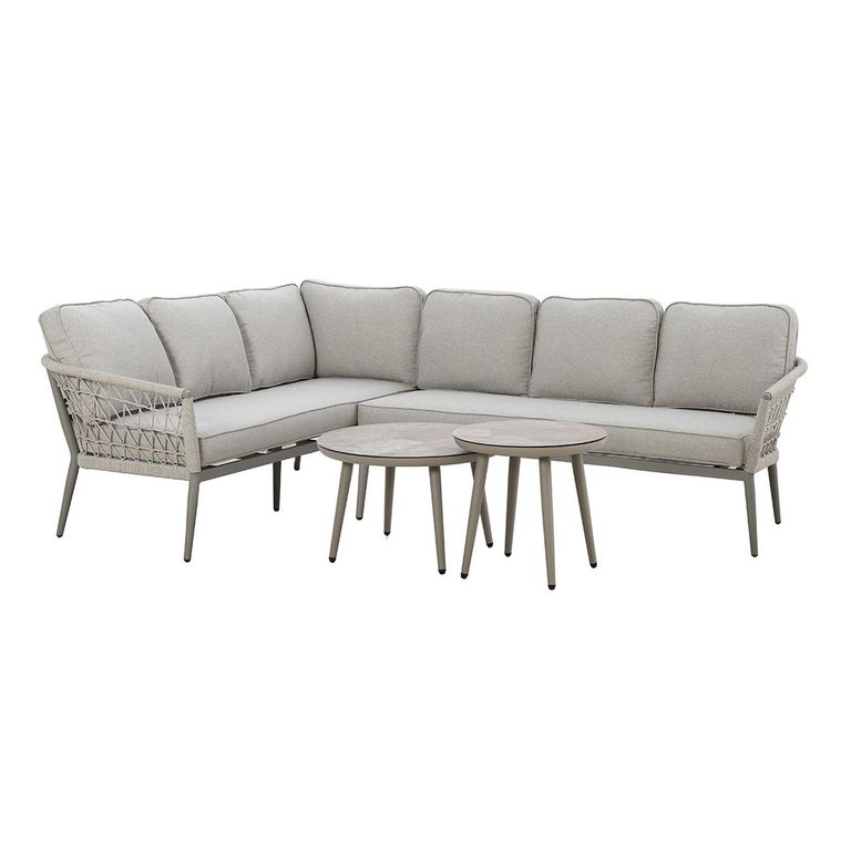 Monaco Large Corner Garden Sofa Set - Cool Linen