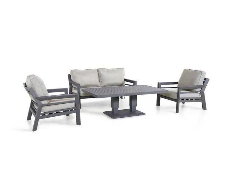 New York Garden Sofa Set - 2 Seater - Rising Table - Dove Grey