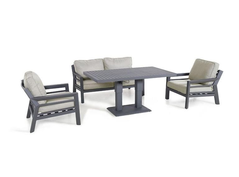 New York Garden Sofa Set - 2 Seater - Rising Table - Dove Grey