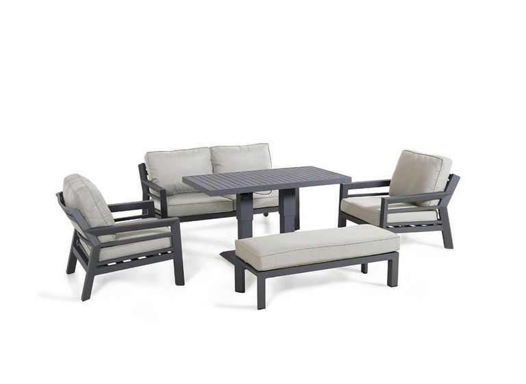 New York Garden Sofa Set - 2 Seater - Rising Table - Dove Grey