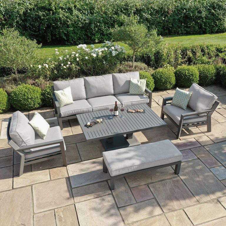 New York Garden Sofa Set - 3 Seater - Rising Table - Dove Grey