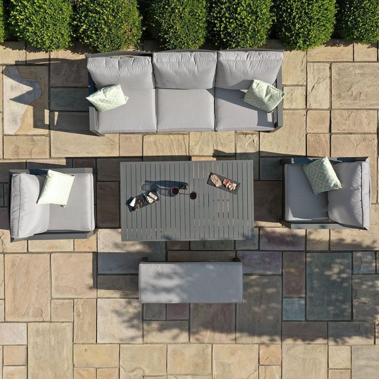 New York Garden Sofa Set - 3 Seater - Rising Table - Dove Grey