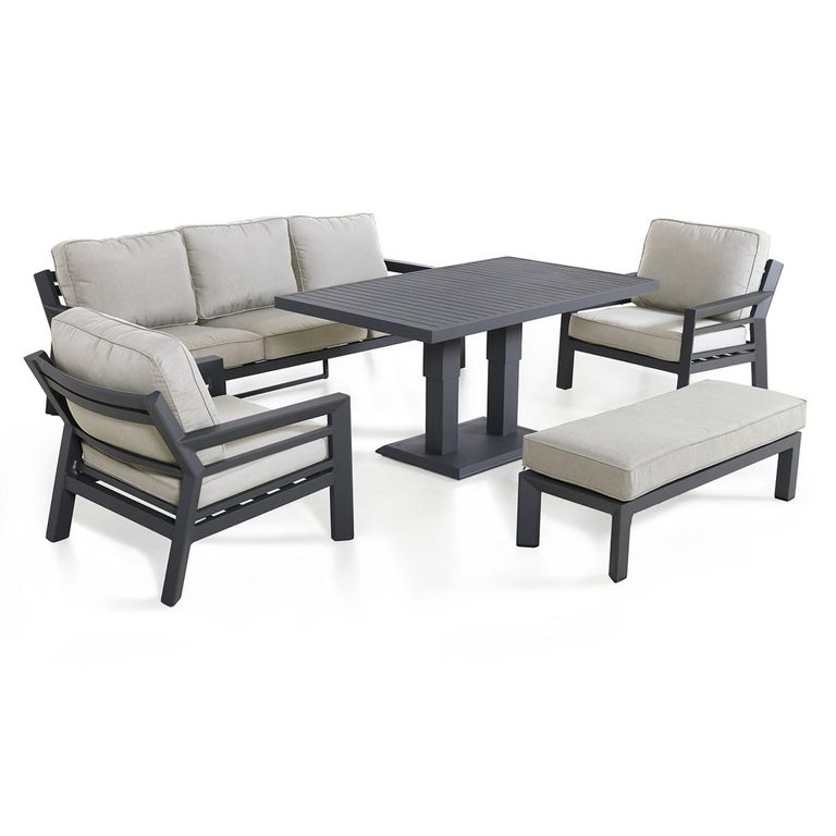 New York Garden Sofa Set - 3 Seater - Rising Table - Dove Grey