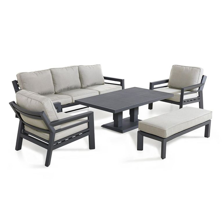New York Garden Sofa Set - 3 Seater - Rising Table - Dove Grey