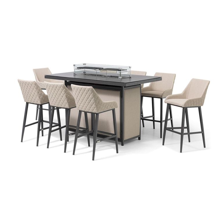 Regal Garden Bar Set - 8 Seater - Fire Pit Table - Oatmeal